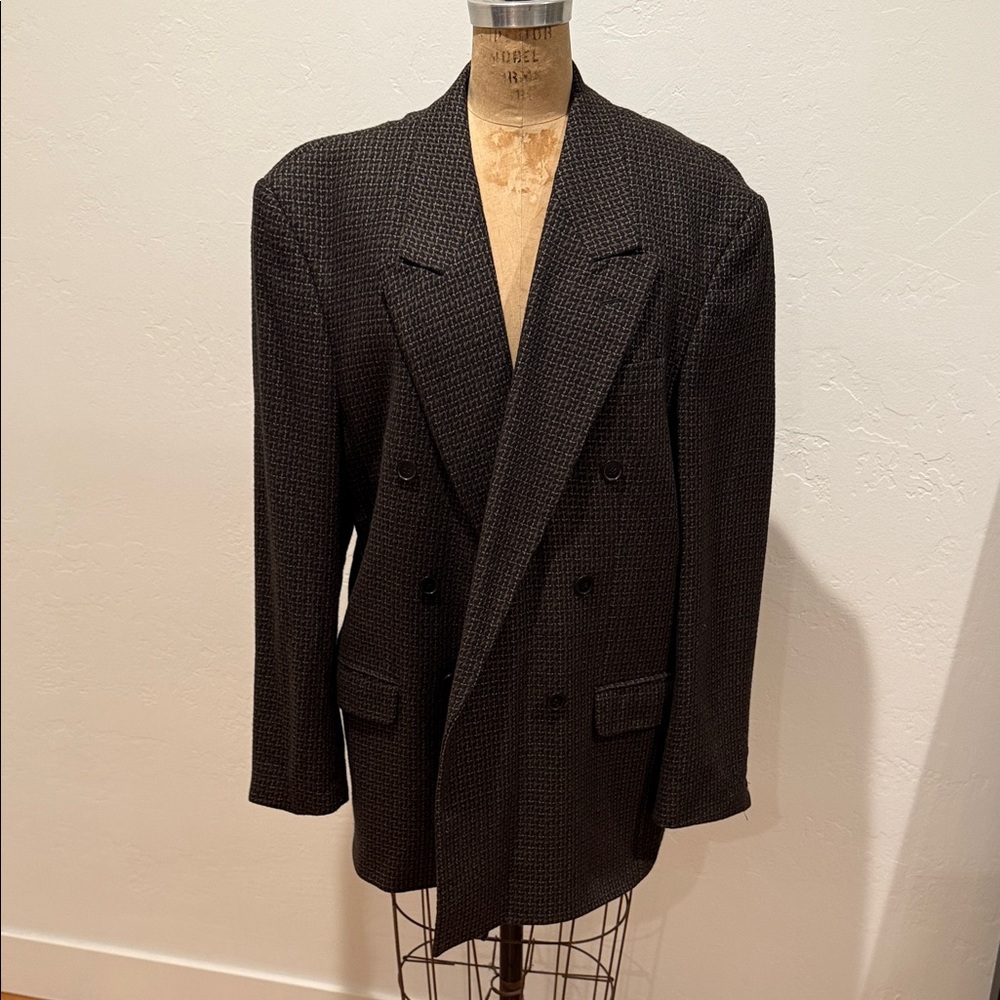 Vintage Men's Black Double-Breasted Blazer
